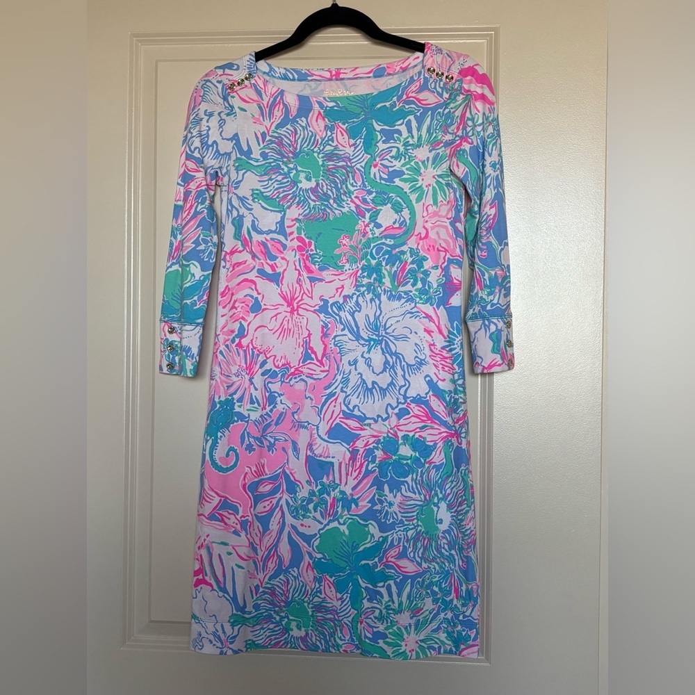 Lilly Pulitzer UPF 50+ Sophie Dress in Blue Peri Viva La Lilly Size XS